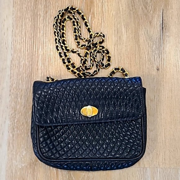 Bally Handbags - Bally black leather vintage quilted crossbody purse